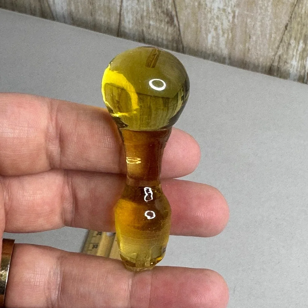 Vintage Amber Yellow Blown Glass Bottle Stopper Replacement Round Top 2.5 Inch